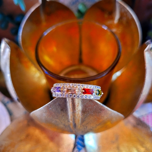 Jewelry - Gold plated multi color stone ring size 9
